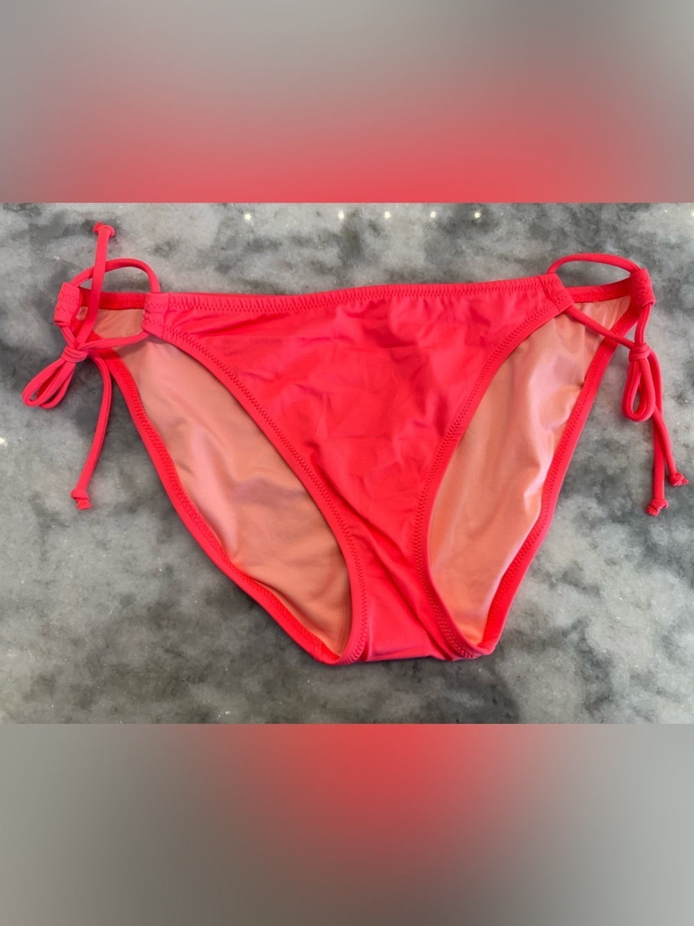 Victoria’s Secret Neon Coral Tie Side Bikini Bottom Adjustable L